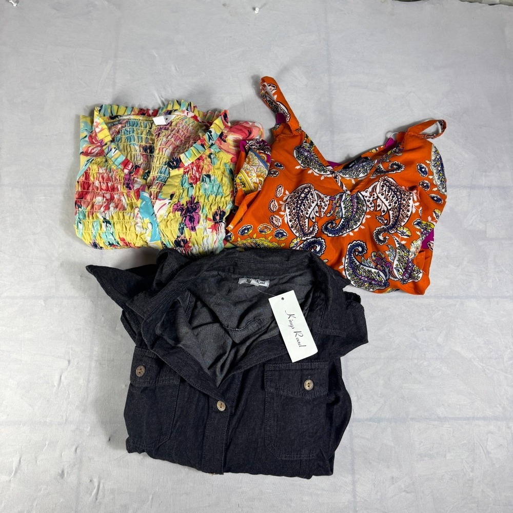 Intro Unique Spectrum‎ Kings Road Womens Blouse Top & Dress Multicolor 2X Lot 3